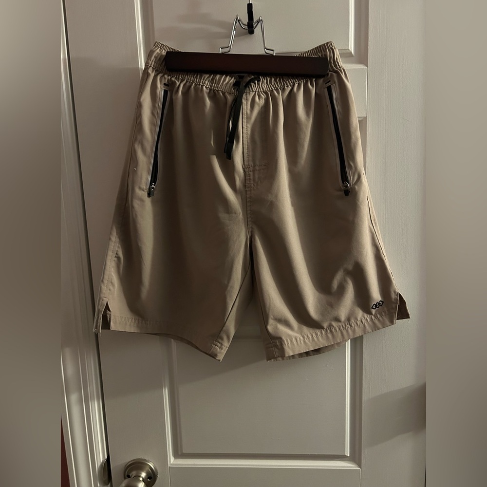 Legend Boys Reflective Athletic Shorts XL Khaki Tech Shorts With Zip Pocket
